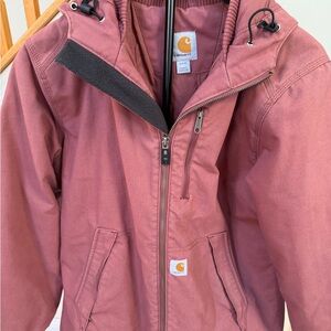 Carhartt Hooded Puffer Jacket in Dusty Rose